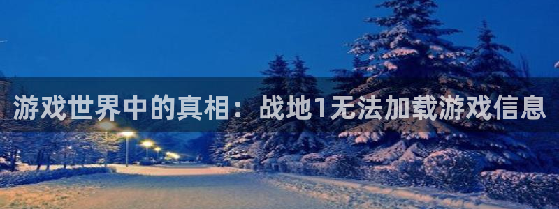 高德娱乐注册登录平台：游戏世界中的真相：战地1无法加载游戏信